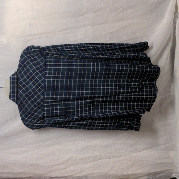Flannel plaid button down shirt navy & green by A. Andrews large zipper - Picture 5 of 6